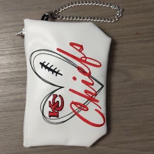 KC Chiefs embroidery vinyl wristlet purse.